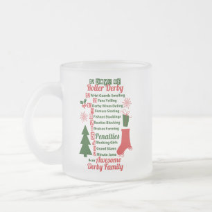 Caneca De Café Vidro Jateado 12 dias do Natal de Derby do rolo, patinagem de