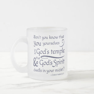 Caneca De Café Vidro Jateado 1 Corintianos 3:16 Você é o Templo de Deus