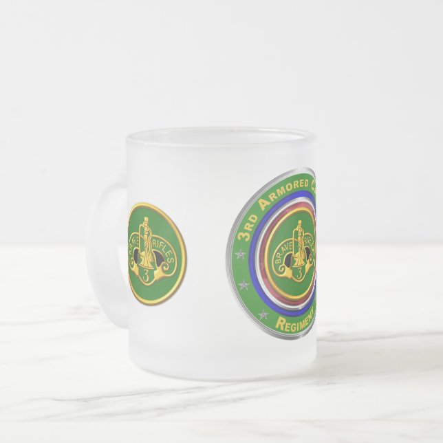 Caneca De Café Vidro Jateado 3º Regimento de Cavalaria Armada (Frente Esquerda)