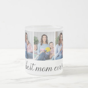 Caneca De Café Vidro Jateado 3 Fotocolagem Melhor Mãe De Todos