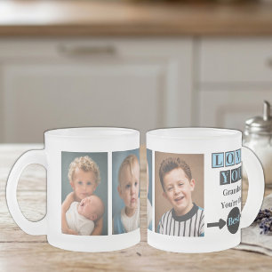 Caneca De Café Vidro Jateado 3 fotos amo você vovô azul