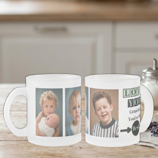 Caneca De Café Vidro Jateado 3 fotos amo você vovô verde
