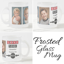 Caneca De Café Vidro Jateado 3 fotos amor você vô vermelho