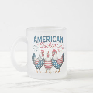 Caneca De Café Vidro Jateado 4 de julho Galinha Americana Patriótica-62987