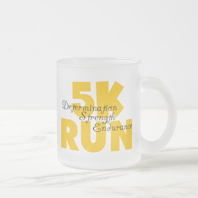 Caneca De Café Vidro Jateado 5K Executar Amarelo (Direita)