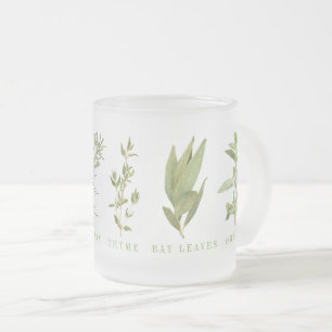 Caneca De Café Vidro Jateado 6 Ervas Frescas Caneca de Vidro Fosco
