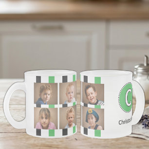 Caneca De Café Vidro Jateado 6 nome inicial foto preto verde