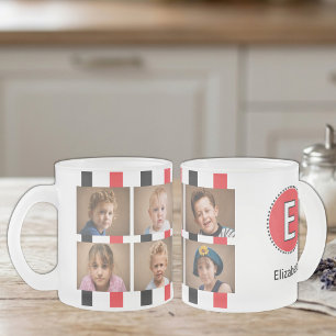 Caneca De Café Vidro Jateado 6 nome inicial foto preto vermelho