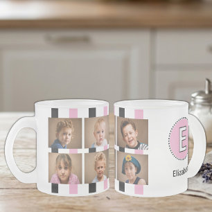 Caneca De Café Vidro Jateado 6 nome inicial preto rosa