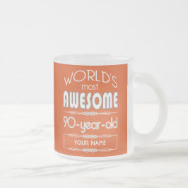 Caneca De Café Vidro Jateado 90 Birthday Worlds Melhor Chama Laranja