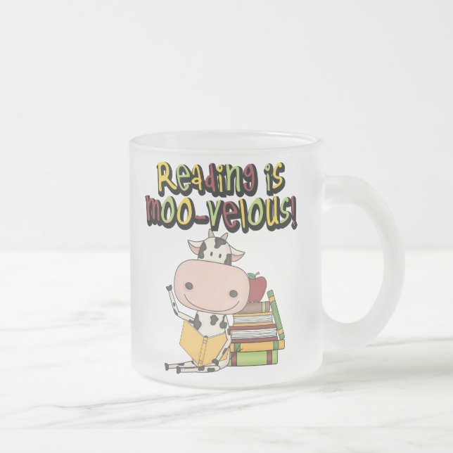 Caneca De Café Vidro Jateado A leitura é MOO-velous (Direita)