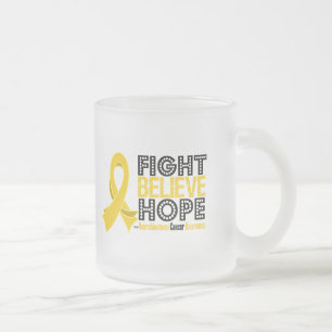Caneca De Café Vidro Jateado A luta acredita a esperança - cancer de