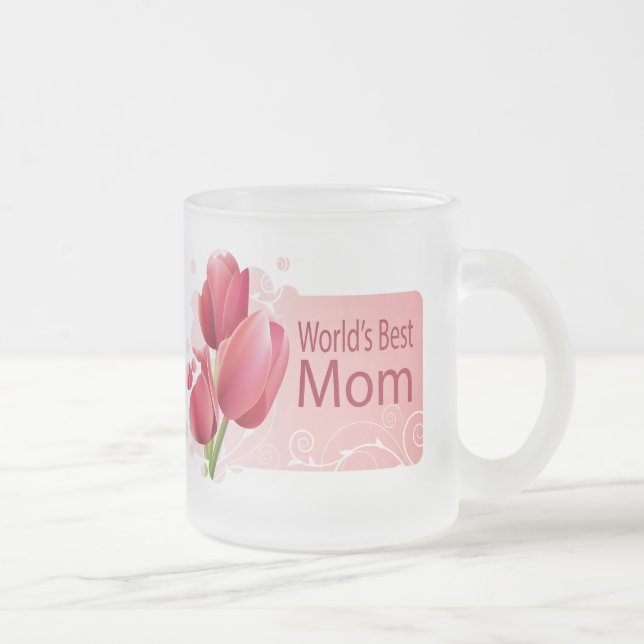 Caneca De Café Vidro Jateado A melhor mãe do mundo, Tulip Mug (Direita)