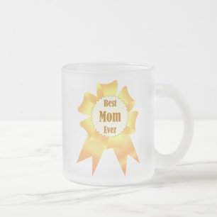Caneca De Café Vidro Jateado A melhor mãe sempre ganhadora do Ouro, fita prêmio