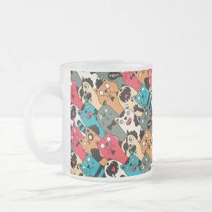Caneca De Café Vidro Jateado A multidão de gatos