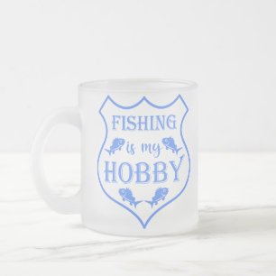 Caneca De Café Vidro Jateado A pesca é a minha citação do escudo hobby na crist