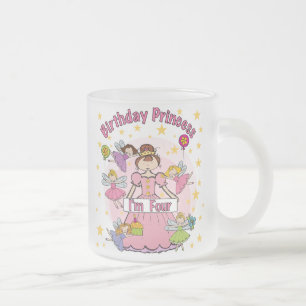 Caneca De Café Vidro Jateado A princesa Eu do aniversário é quatro t-shirt e