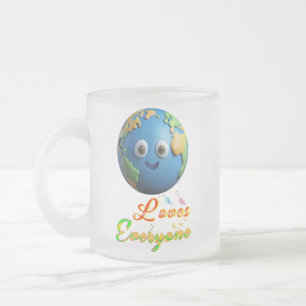 Caneca De Café Vidro Jateado A Terra Ama Todos