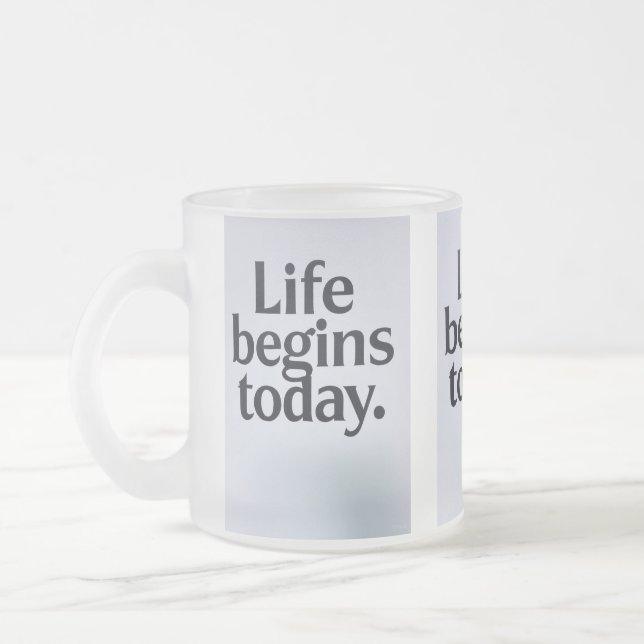 Caneca De Café Vidro Jateado A vida começa hoje (Esquerda)
