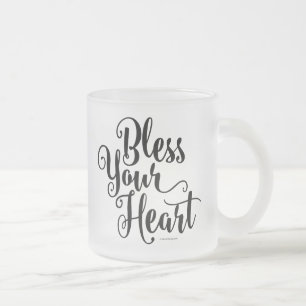 Caneca De Café Vidro Jateado Abençoe seu Fosco de vidro do coração Mug de ca