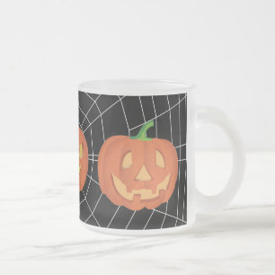 Caneca De Café Vidro Jateado Abóbora no Halloween 1