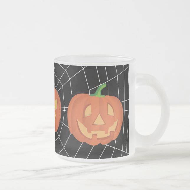 Caneca De Café Vidro Jateado Abóbora para o Halloween 1 (Direita)