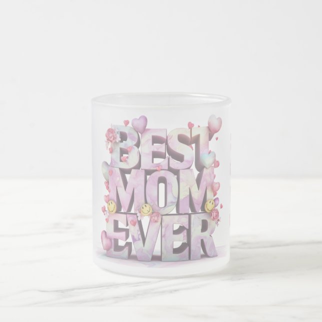 Caneca De Café Vidro Jateado *~* Abraços Adorados Dia da Mãe Corações Flores 3- (Centro)