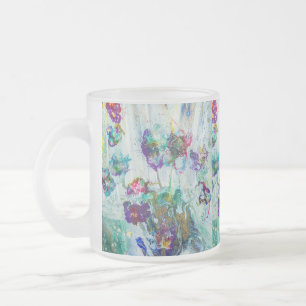 Caneca De Café Vidro Jateado Abstrato de jardim de beija-flores