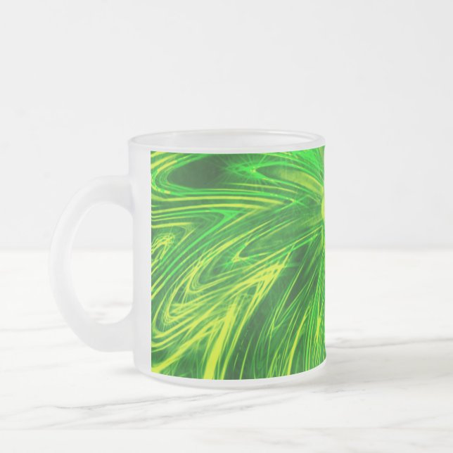 Caneca De Café Vidro Jateado Abstrato de Mug Flor Verde (Esquerda)
