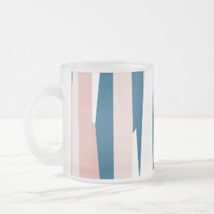 Caneca De Café Vidro Jateado Abstrato rosa azul e branco