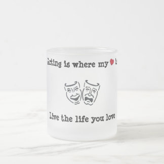 Caneca De Café Vidro Jateado Actuar é onde meu coração está