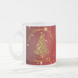 Caneca De Café Vidro Jateado Ad Name Correspondente Set Christmas Red Dourado T
