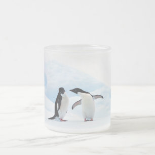Caneca De Café Vidro Jateado Adelie Penguins