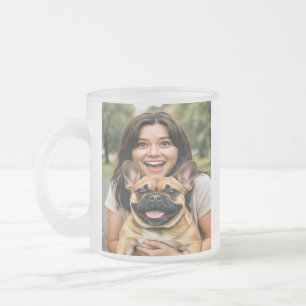 Caneca De Café Vidro Jateado Adicionar Foto de Bulldog Francês Personalizar