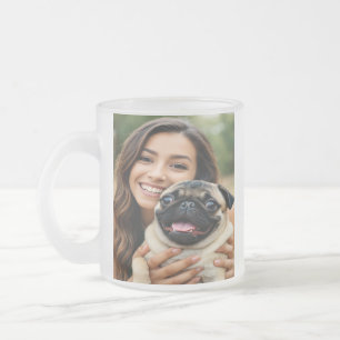 Caneca De Café Vidro Jateado Adicionar Foto de Pug Personalizar Customizar