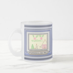 Caneca De Café Vidro Jateado Adicione o desenho da criança com quadro feito so