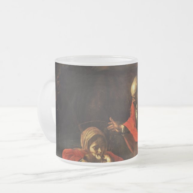 Caneca De Café Vidro Jateado Adoração dos Pastores (Caravaggio) (Frente Esquerda)