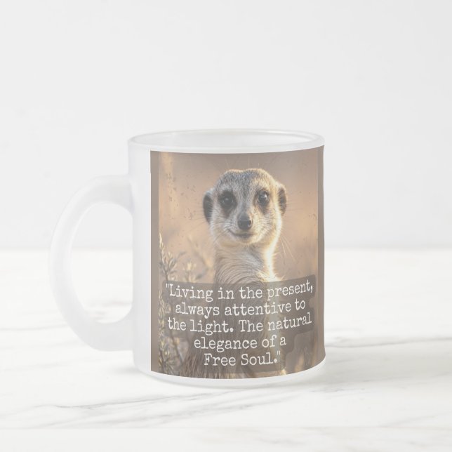 Caneca De Café Vidro Jateado Adventurous Meerkat Living (Esquerda)