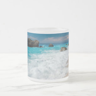 Caneca De Café Vidro Jateado Água de Surf de Praia Bonita Casamento Havaiano Al