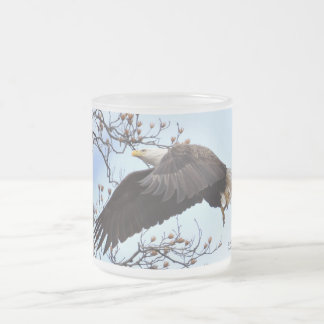 Caneca De Café Vidro Jateado Águia Balda Decolando