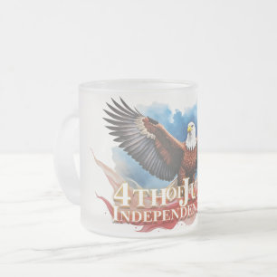 Caneca De Café Vidro Jateado Águia do 4 de julho - Design de Arte Patriótica