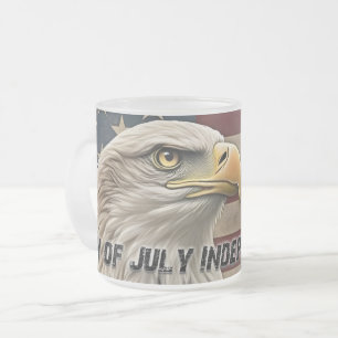 Caneca De Café Vidro Jateado Águia Majestosa & Bandeira – Espírito de Liberdade