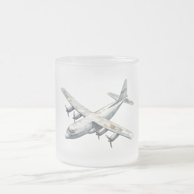 Caneca De Café Vidro Jateado Airplane (Centro)