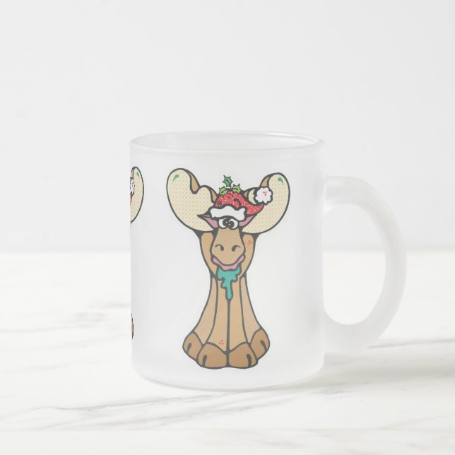 Caneca De Café Vidro Jateado Alce de natal bobo (Direita)