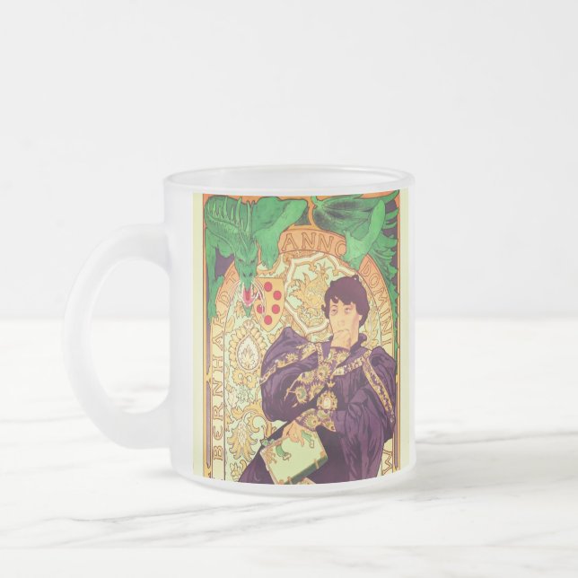 Caneca De Café Vidro Jateado Alphonse Mucha Príncipe e Dragão (Esquerda)