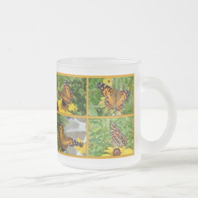 Caneca De Café Vidro Jateado American Lady Butterfly - Vanessa virginiensis (Direita)