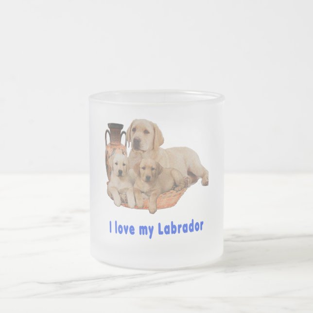 Caneca De Café Vidro Jateado Amo o meu Labrador (Centro)