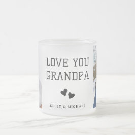 Caneca De Café Vidro Jateado Amo-Te, Vovô. Foto De Colagem Moderna.