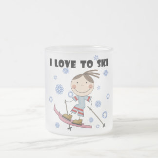 Caneca De Café Vidro Jateado Amor ao esqui - camiseta e presentes da menina