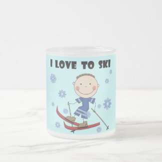 Caneca De Café Vidro Jateado Amor ao esqui - camiseta e presentes do menino
